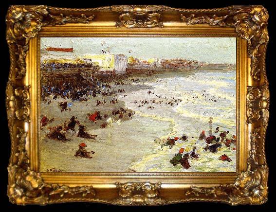framed  Edward Henry Potthast Prints Oil painting of Coney Island, ta009-2